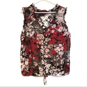 Reitmans floral printed semi sheer blouse size XL